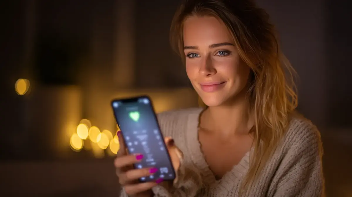 Woman using smartphone for AI chat app